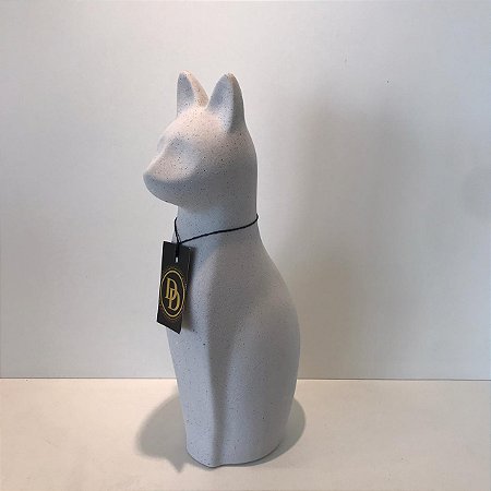 ESCULTURA GATO EM CERAMICA  OFF WHITE PEQUENO