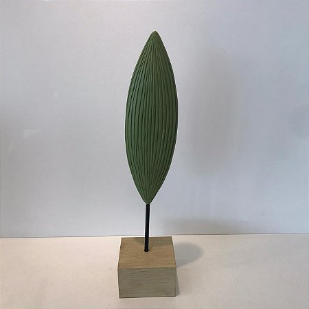 ESCULTURA FOLHA VERDE ESCURO GRANDE 39X9X9CM