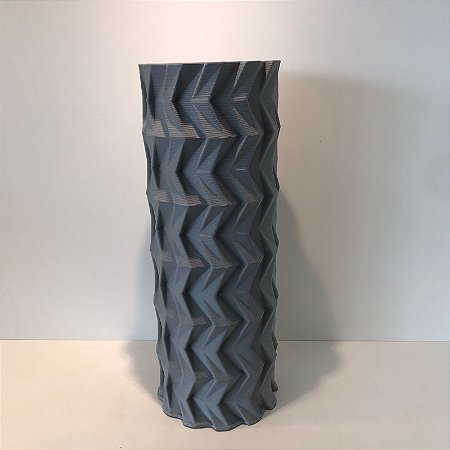 VASO DECORATIVO EM CERAMICA 3D  CINZA CLARO FOSCO 46X18CM
