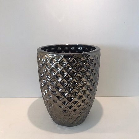 VASO/CACHEPOT DECORATIVO SHADOW PRATA FUME 27X22CM