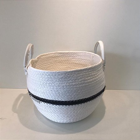 CESTO DE SEGRASS PRETO E BRANCO COM ALÇA MEDIO