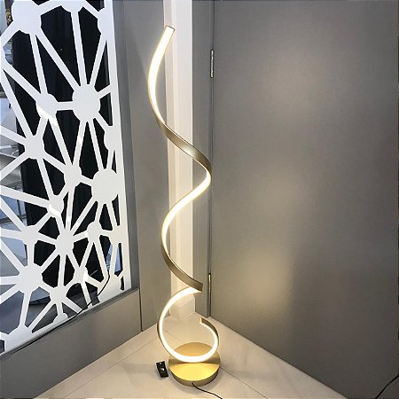 COLUNA FLUIRE DOURADA COM LED 1,42M