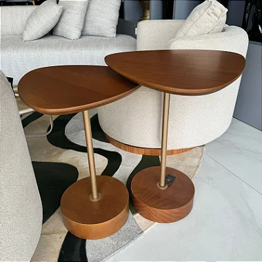 CONJUNTO MESA LATERAL TRIANGULO MADEIRA 55CM E 59CM