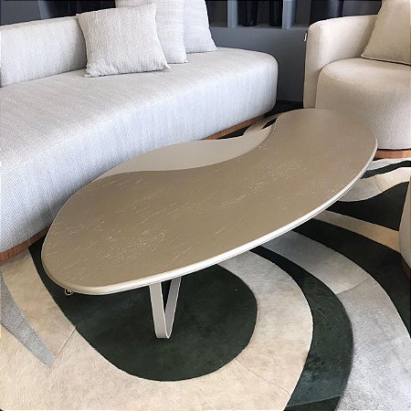 MESA DE CENTRO DOURADO CHAMPANHE E BEGE DALIA 82X66CM