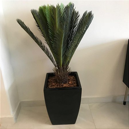 ARRANJO DE CHAO PALMEIRA COM VASO DE FIBRA QUADRADO 1,16M