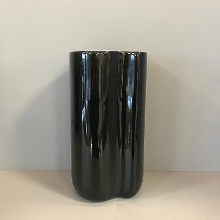 VASO VENEZA DE CERAMICA PRETO GRANDE 28X15CM