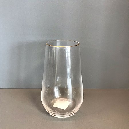 CONJUNTO COM 6 COPOS DE VIDRO COM A BORDA DOURADA 550ML