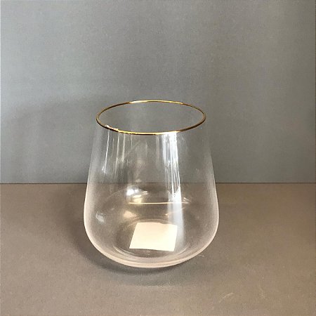 CONJUNTO COM 6 COPOS DE VIDRO COM A BORDA DOURADA 390ML