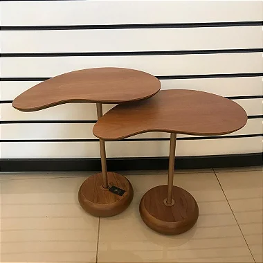 CONJUNTO MESA LATERAL MADEIRA FORMATO GOTA