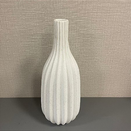 VASO GARRAFA EM CERAMICA BRANCO MÉDIO