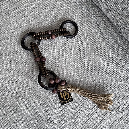 Colar de Mesa Marrom com Tassel Bege 53cm