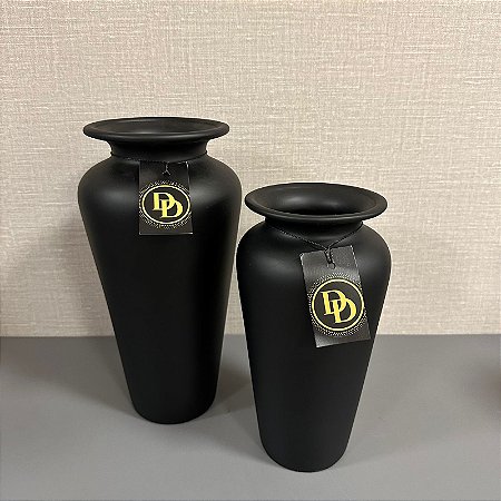 VASO AURORA PRETO GRANDE G 30cm M 25cm