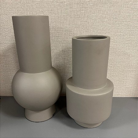 VASO CILINDRICO CINZA FOSCO G 46cm M 38cm