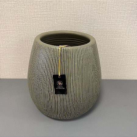 VASO CERAMICA CINZA REDONDO GRANDE