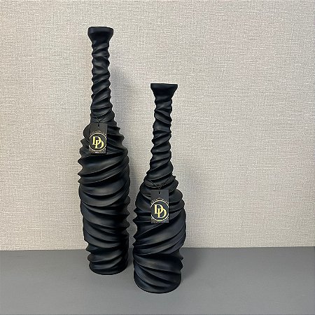 VASO GARRAFA ONDAS PRETO FOSCO G 75x17cm M 61x17cm