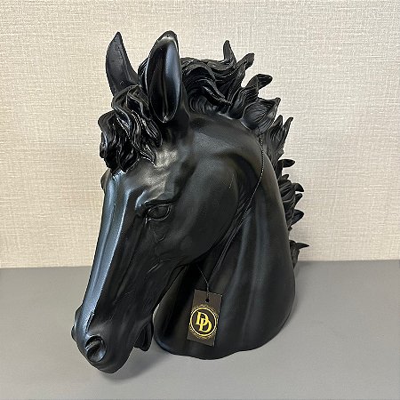 CABEÇA DE CAVALO DECORATIVA DE RESINA PRETO