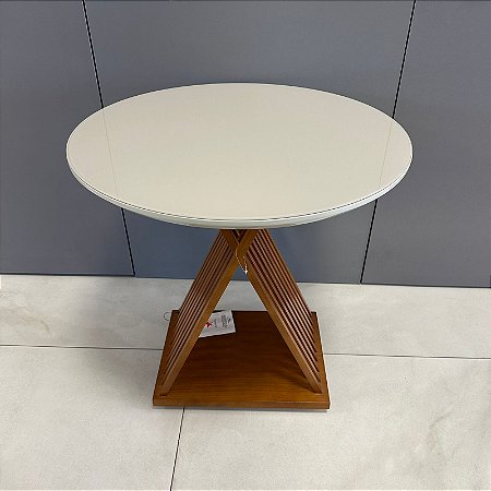 MESA LATERAL RIPADA COM O TAMPO EM VIDRO