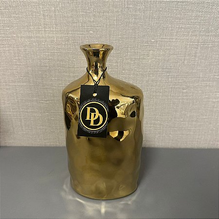 VASO GARRAFA DE CERAMICA DOURADO MEDIO