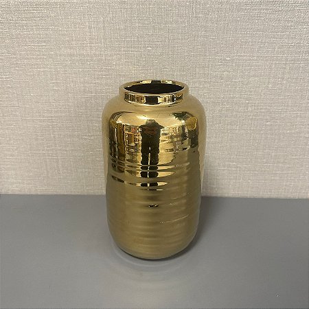 VASO DE CERAMICA DOURADO PEQUENO