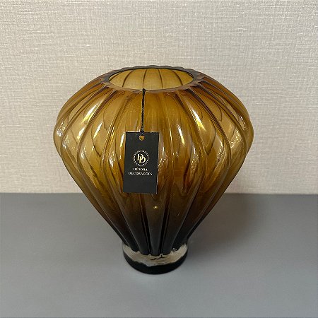 VASO DECORATIVO DE VIDRO AMBAR