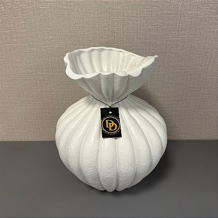 VASO BRANCO GOMOS TULIPA EM CERAMICA MEDIO