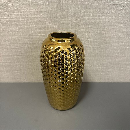 VASO DECORATIVO DE CERAMICA DOURADO