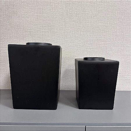 VASO TOKIO PRETO FOSCO DE CERÂMICA G 32x21cm M 22x17cm