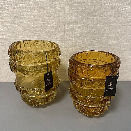 VASO DECORATIVO VIDRO AMBAR G 26cm M 23cm