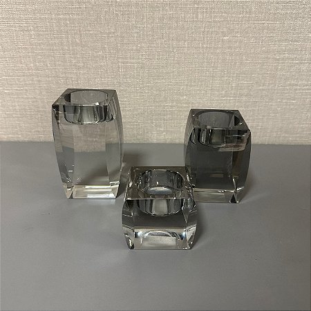 CASTIÇAL EM CRISTAL G 10cm M 8CM P 5CM