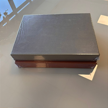 CAIXA LIVRO COURINO GRANDE TERRACOTA/CINZA 35x25cm