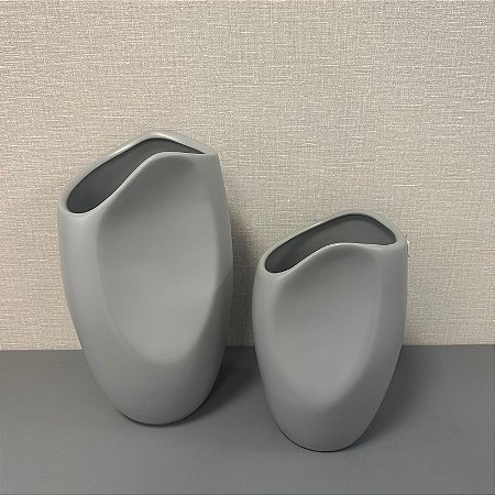 VASO ONDA CINZA FOSCO G 42cm M 32cm