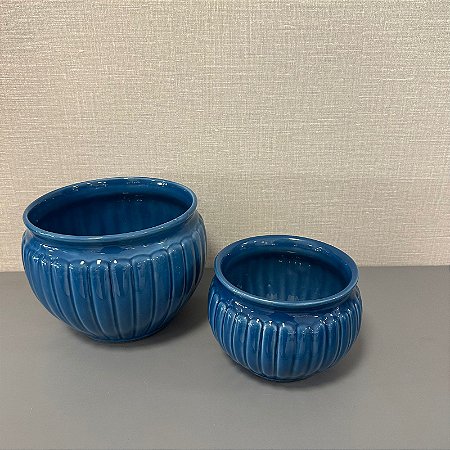 CACHEPOT SANTORINI AZUL G 24x17cm M 18x13cm