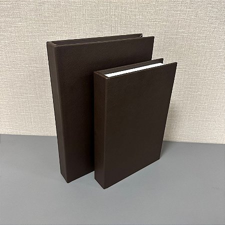 Caixa Livro Revestimento em Pu Marrom M e G