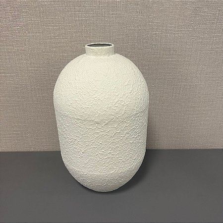 VASO EM METAL BRANCO GRANDE