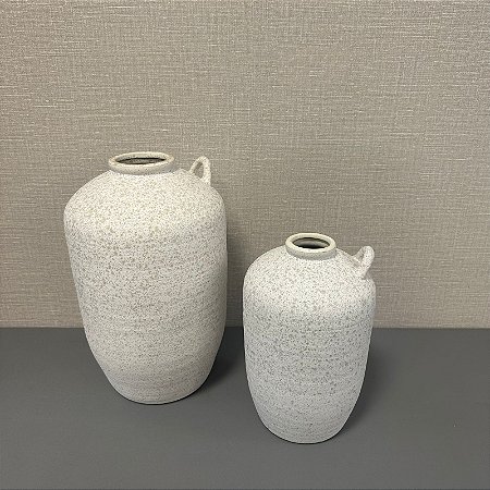 VASO DE CERAMICA BRANCO G 34x21cm P 26x17cm