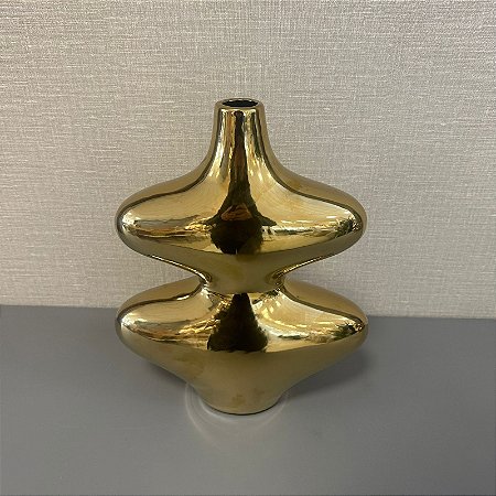 VASO GARRAFA DE CERAMICA DOURADO GRANDE