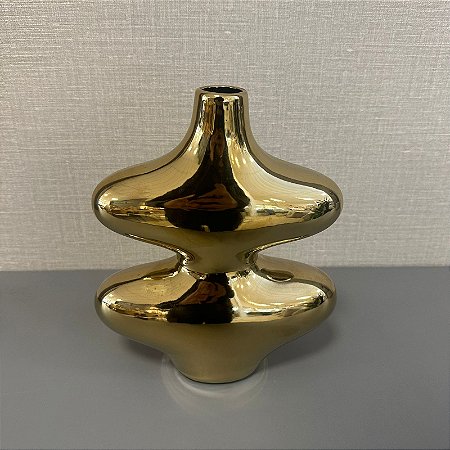 VASO GARRAFA DE CERAMICA DOURADO PEQUENO