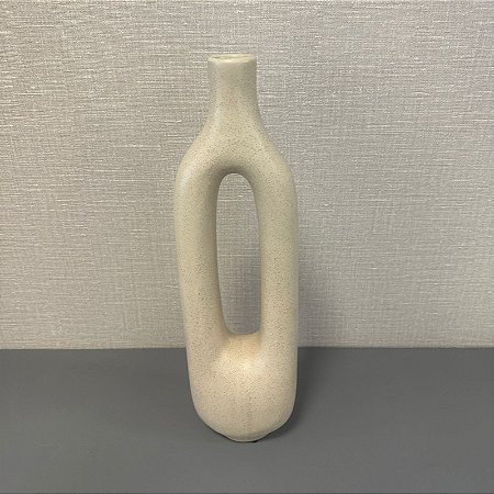VASO GARRAFA EM CERAMICA BEGE GRANDE