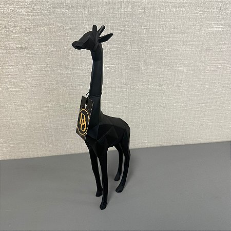 ESCULTURA GIRAFA EM RESINA PRETO GRANDE