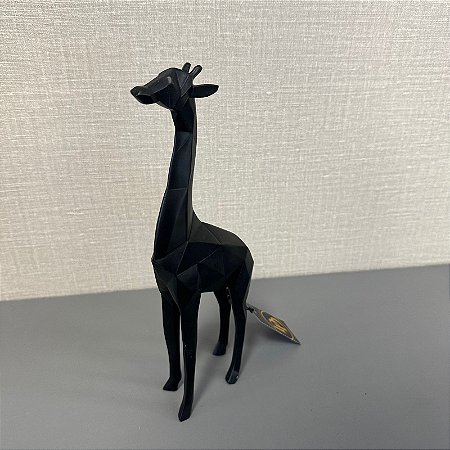 ESCULTURA GIRAFA EM RESINA PRETO PEQUENO