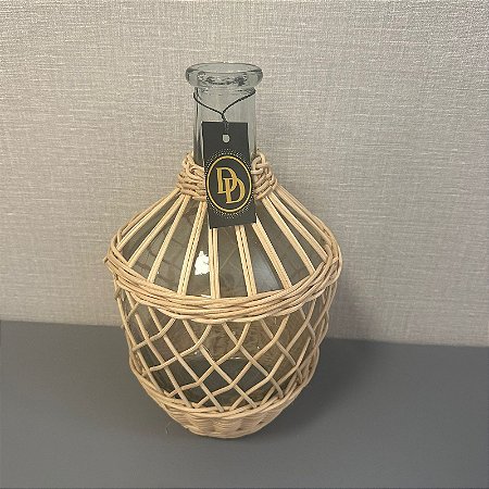 VASO EM VIDRO COM FIBRA NATURAL 32CM