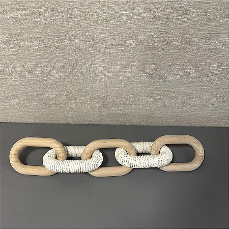 COLAR DE MADEIRA E SISAL BRANCO 50CM