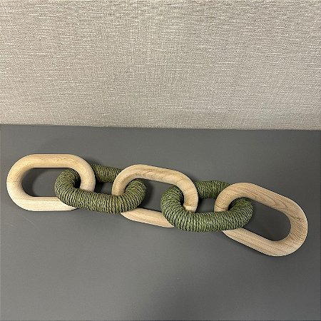 COLAR DE MADEIRA E SISAL VERDE MUSGO 50CM