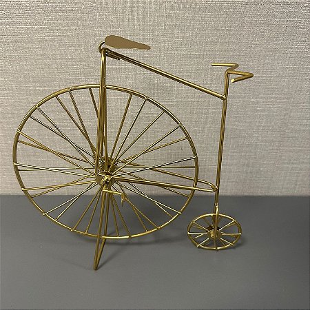 ESCULTURA BICICLETA DECORATIVA DOURADA 26CM