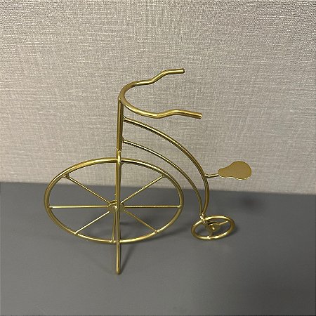 ESCULTURA BICICLETA DECORATIVA DOURADA 25CM