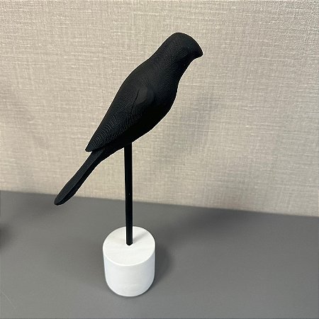 ESCULTURA PASSARO EM RESINA PRETO M