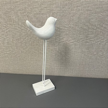 ESCULTURA PASSARO EM RESINA BRANCO G