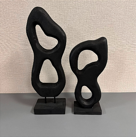 ESCULTURA ORGANICA EM MADEIRA EBANIZADA 51cm 38cm