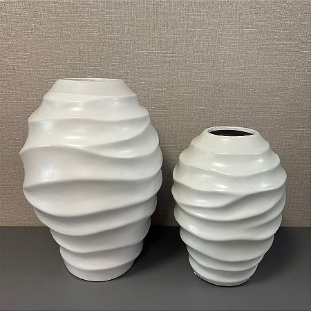 VASO DE CERAMICA BRANCO G 40cm M 30cm