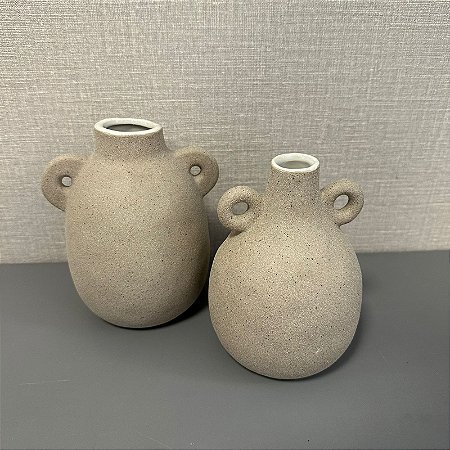 VASO EM CERAMICA CINZA MOD 1. 16x12cm MOD 2. 16x14cm